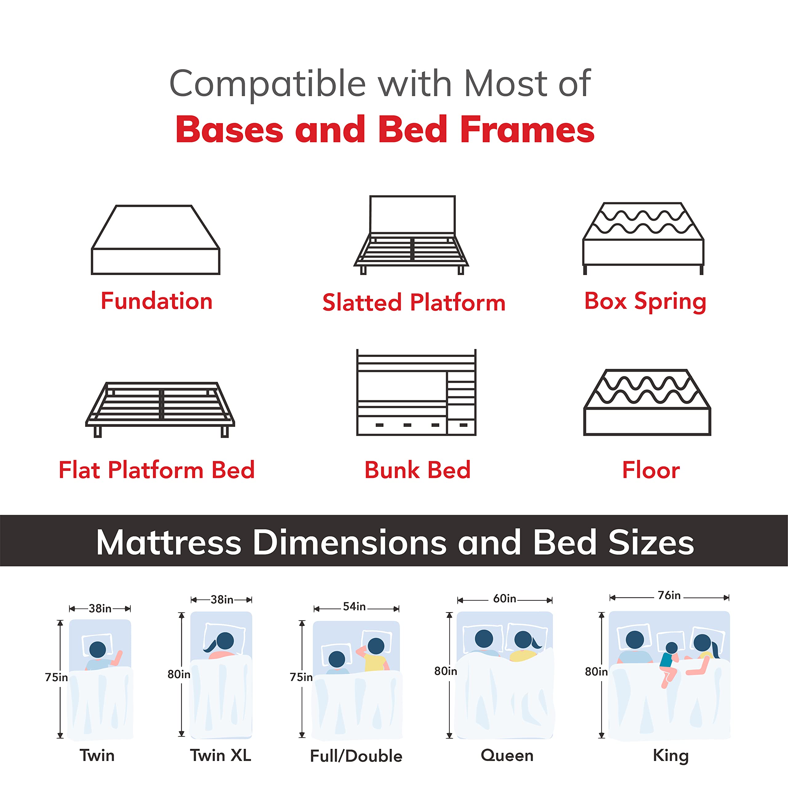 Queen Mattress, Manchester United 12 Inch Memory Foam Bamboo Charcoal Mattress