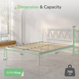 Metal Platform Bed Frame with Headboard, Wood Slat Support, No Box Spring Needed