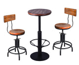 3 Piece Pub Dining Set, Modern Round bar Table and Stools for 2