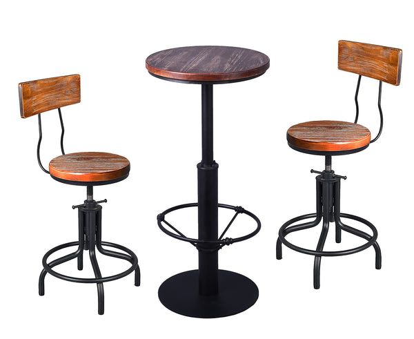 3 Piece Pub Dining Set, Modern Round bar Table and Stools for 2
