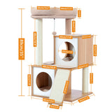 Cat Tree 35 Inches Wooden Cat Tower with Double Condos