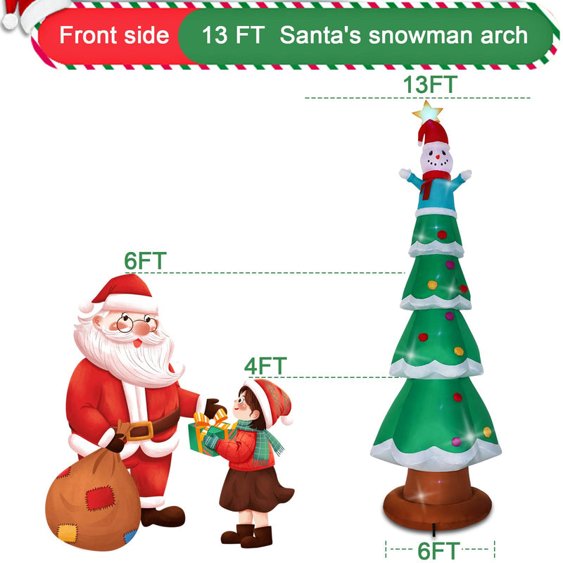 13ft Christmas Inflatable Outdoor Decoration Standing Christmas Tree Snowman Inflatable