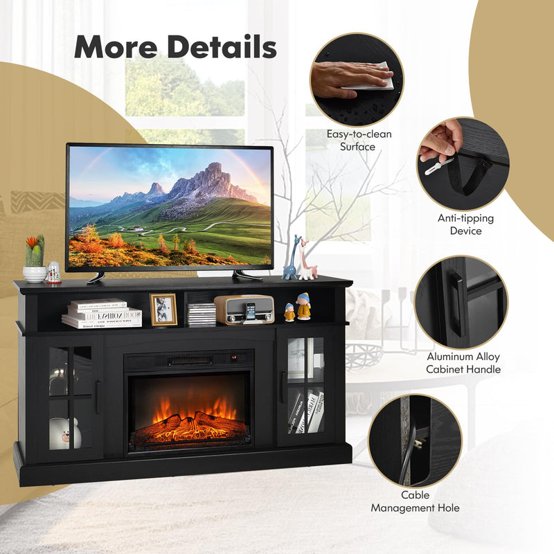 Electric Fireplace TV Stand for TVs Up to 65 Inches, 1400W Heater Insert with Remote