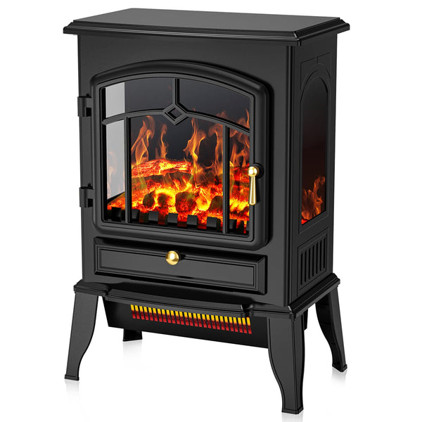 Freestanding Fireplace Heater with Realistic Flame