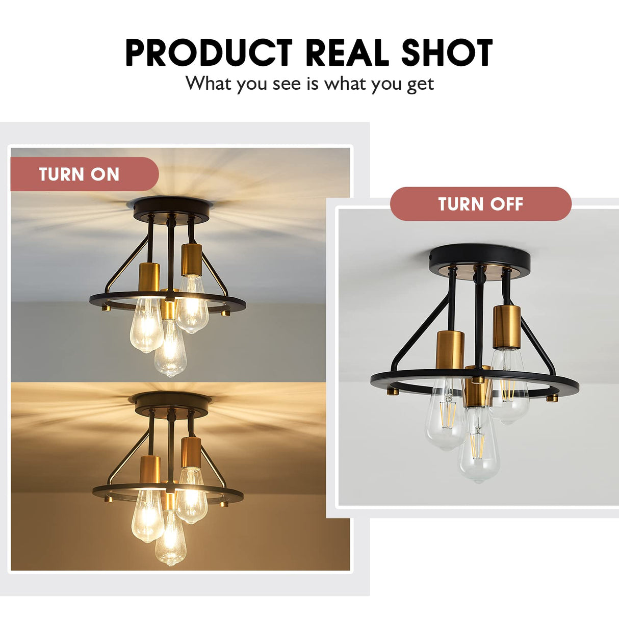 Industrial Semi Flush Mount Ceiling Light Fixture 3