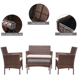 Outdoor Indoor Use Backyard Porch Garden Poolside Balcony Sets Clearance Brown