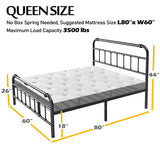 Queen Size Bed Frame with Headboard and Footboard, 18 Inches High, 3500 Pounds