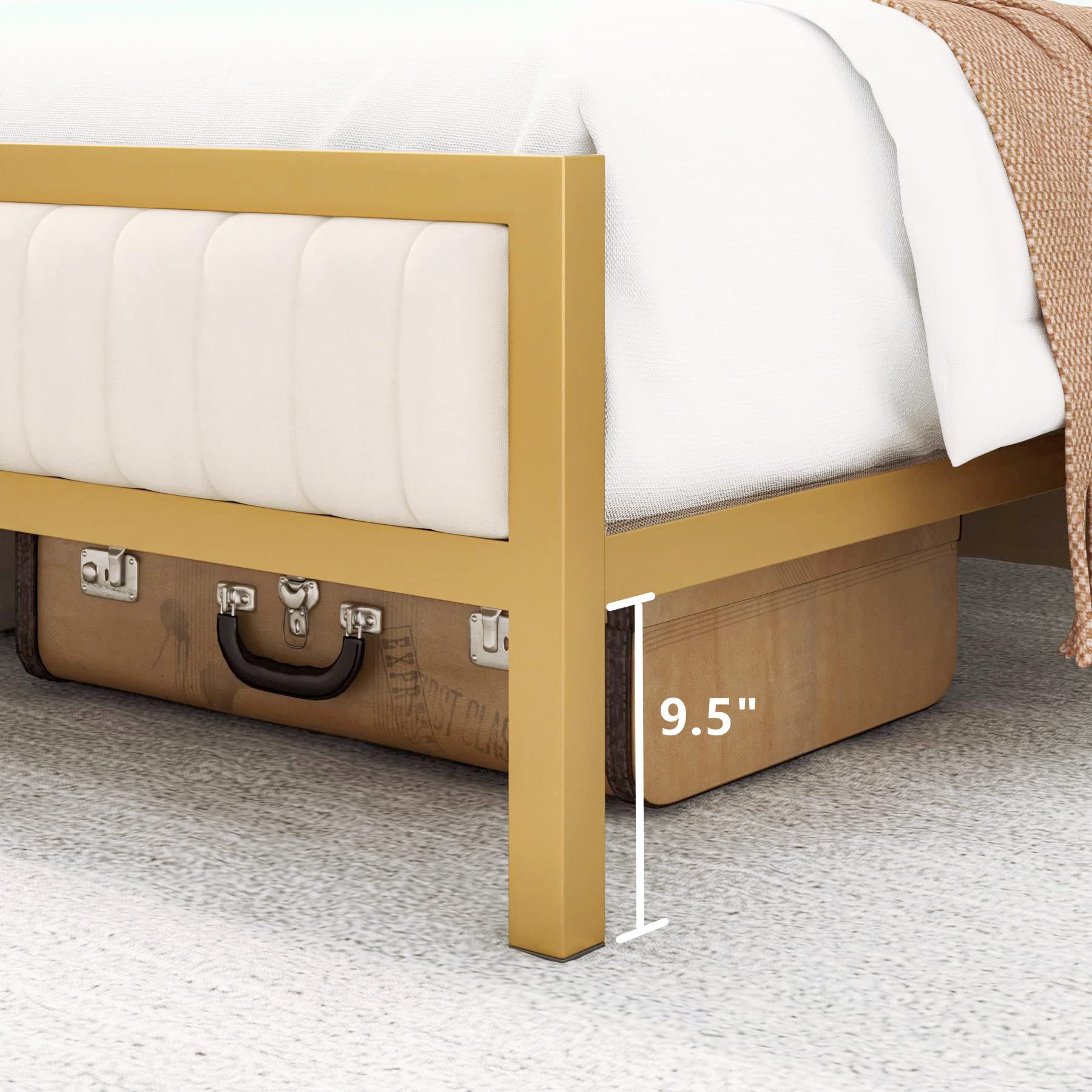 King Size Bed Frame, King Bed Frame and Headboard, Heavy Duty Metal Foundation