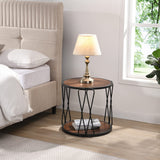 Color Variation End Table-Wood Frame Side Table Round Coffee