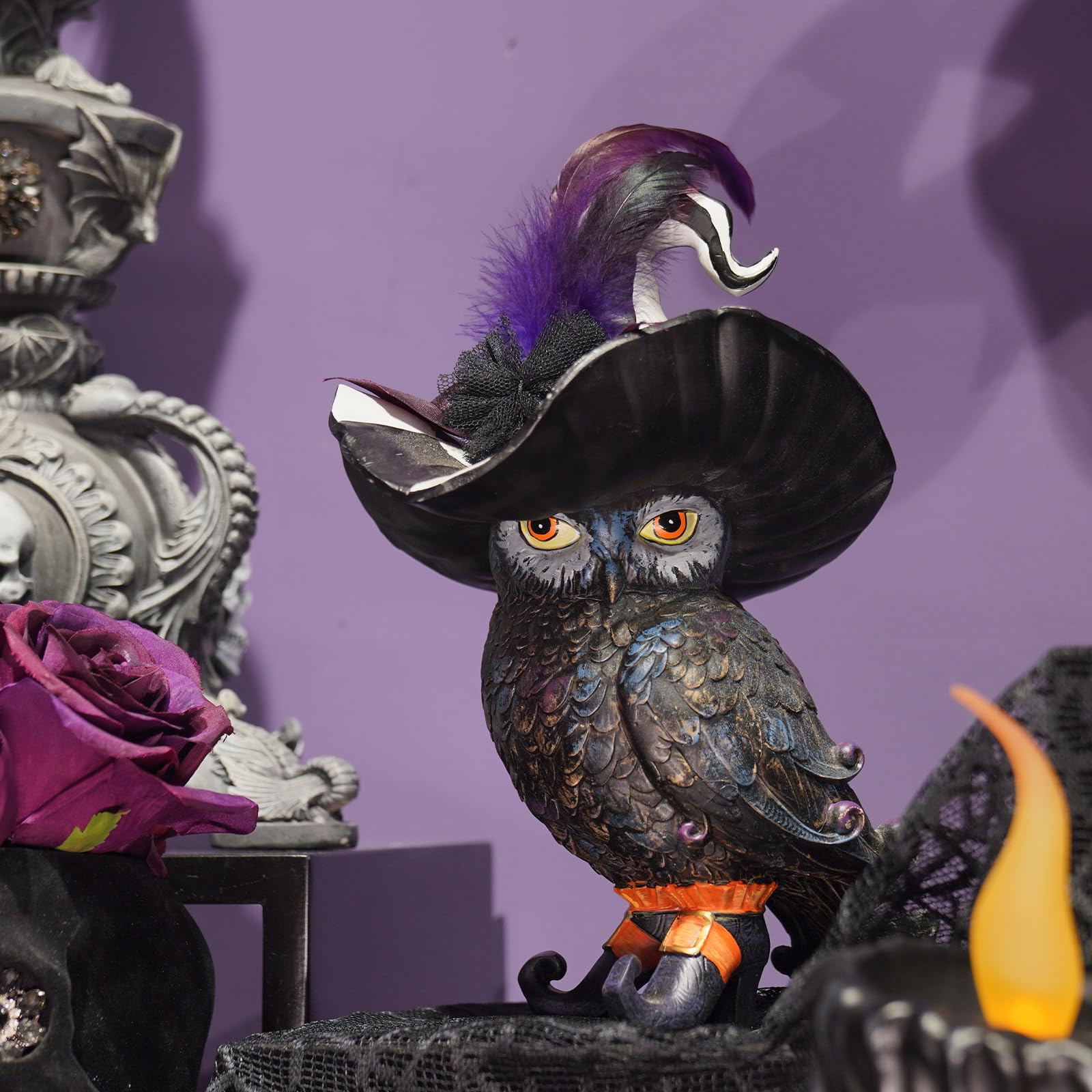 Owl Decor Halloween Decoration Indoor - Resin Black Owl Statues
