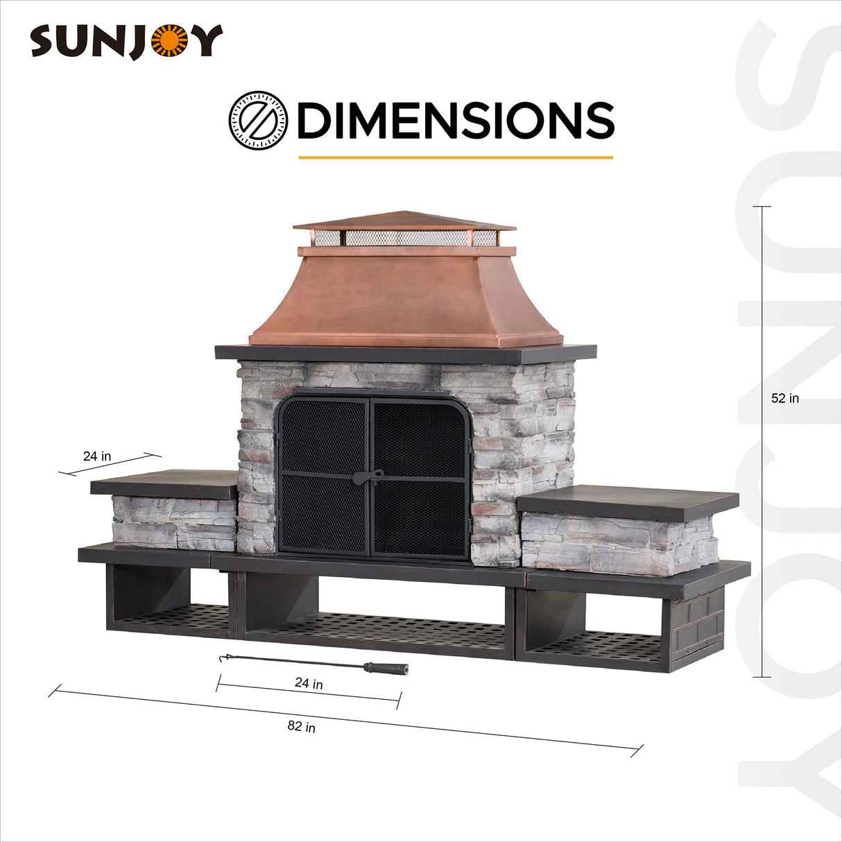 Outdoor Fireplace, Patio Wood Burning Fireplace with Steel Chimney