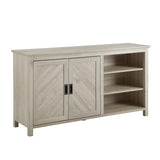 Modern Wood Grooved Buffet Sideboard with Open Storage