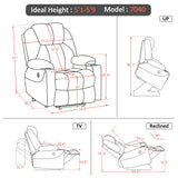 Electric Power Lift Recliner Chair Sofa with Massage and Heat for Elderly, 3 Positions, 2 Side Pockets, and Cup Holders