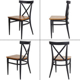 Black Metal Dining Chairs Set of 2 Heavy Duty Kitchen Chairs Fully Assembled