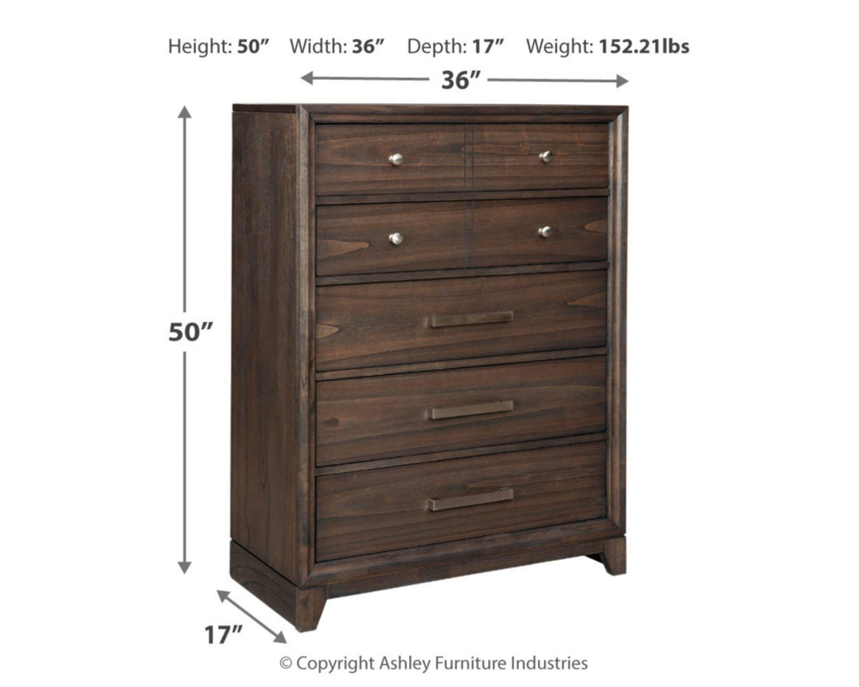 Brueban Transitional Contemporary 5 Drawer Chest with Dovetail Construction