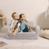 Kids Extra Wide Chairs for Toddler, 2-in-1 Toddler Soft Sherpa Couch Fold Out