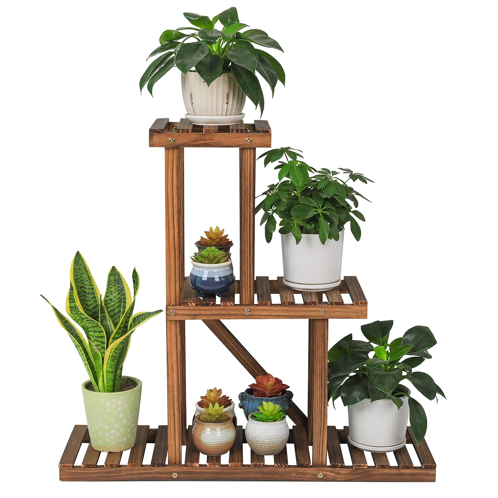 ZenScape Trio – 3 Tier Wooden Plant Display Stand for Indoor & Outdoor
