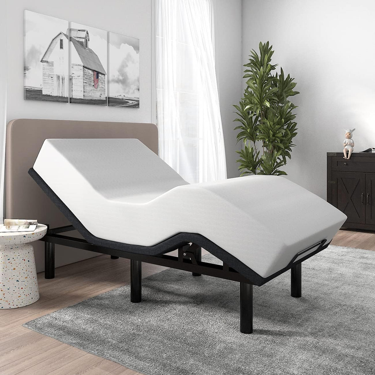 14 Inch Twin XL Size Adjustable Bed Base/Bed Frame with Head