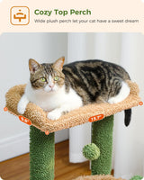 4-in-1 Cactus Cat Tree, 33 Inches Cat Tower for Indoor Cats