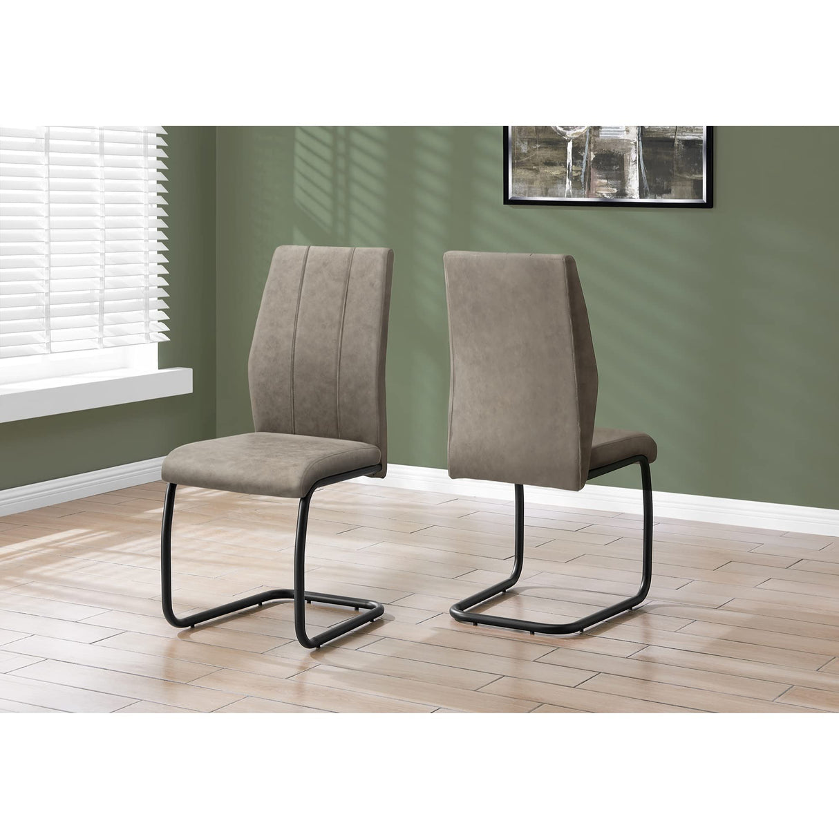 CHAIR-2PCS / 39" H/TAUPE FABRIC/BLACK METAL DINING CHAIR