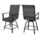 Counter Height Outdoor Swivel Bar Stools Set of 2, All-Weather Steel Frame