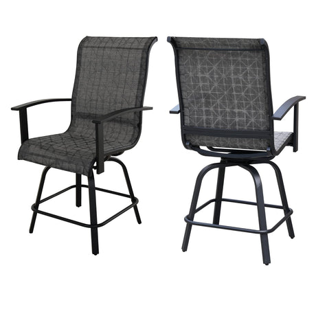 Counter Height Outdoor Swivel Bar Stools Set of 2, All-Weather Steel Frame