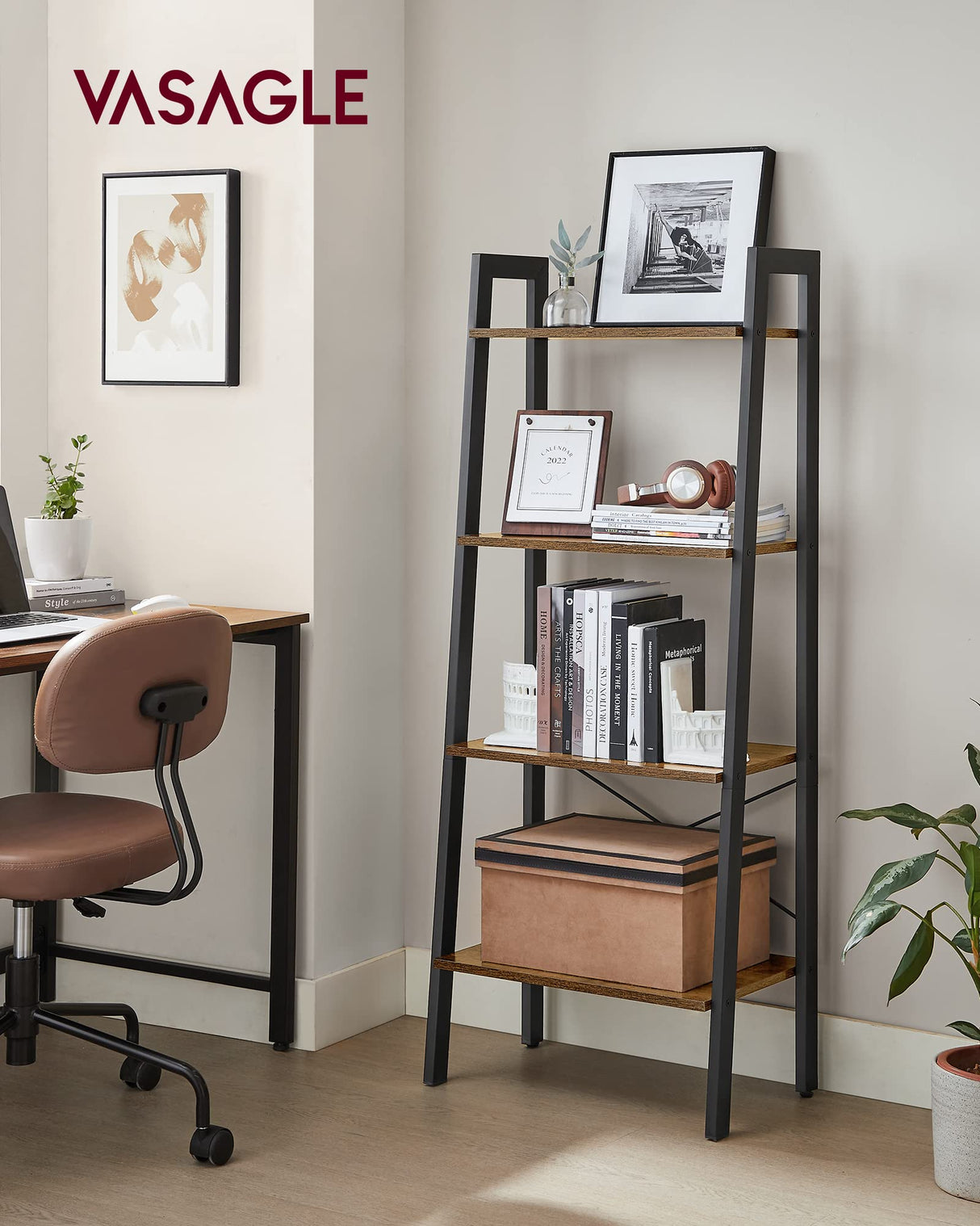 Ladder Shelf, 4-Tier Bookshelf, Storage Rack