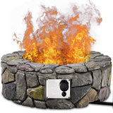 Gas Fire Pit, 28 Inch 40,000 BTU Propane Fire Outdoor w/Natural Stone