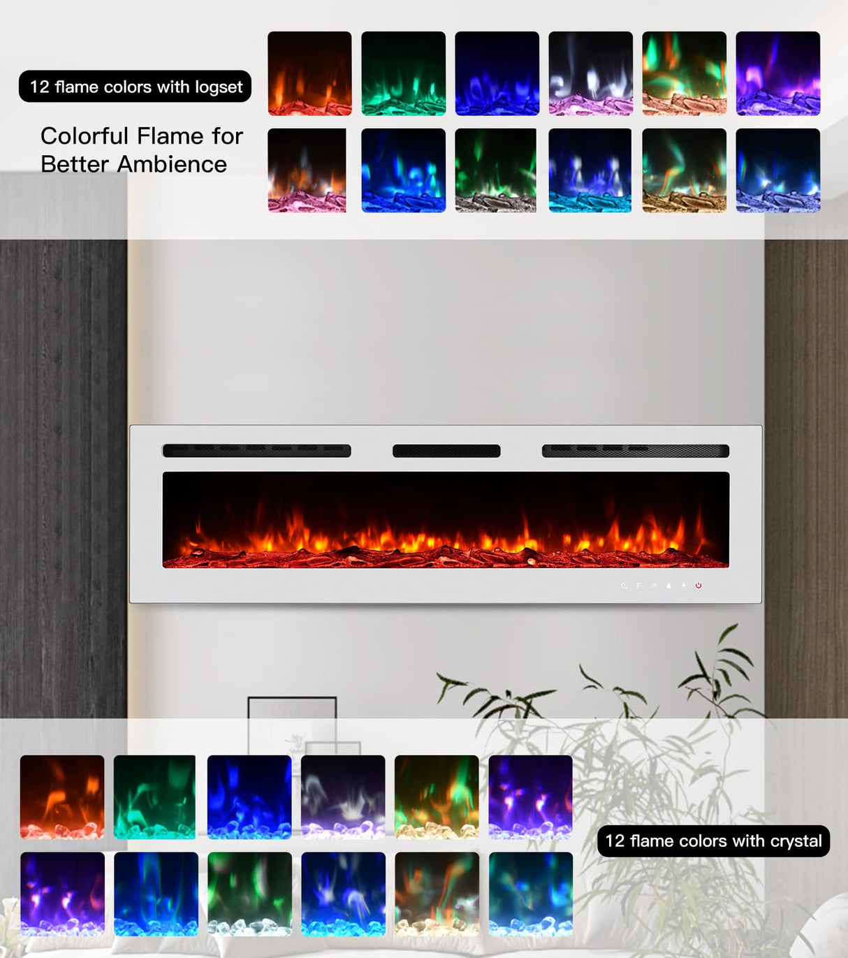 Extra-Thin Electric Fireplace 4inch Thickness