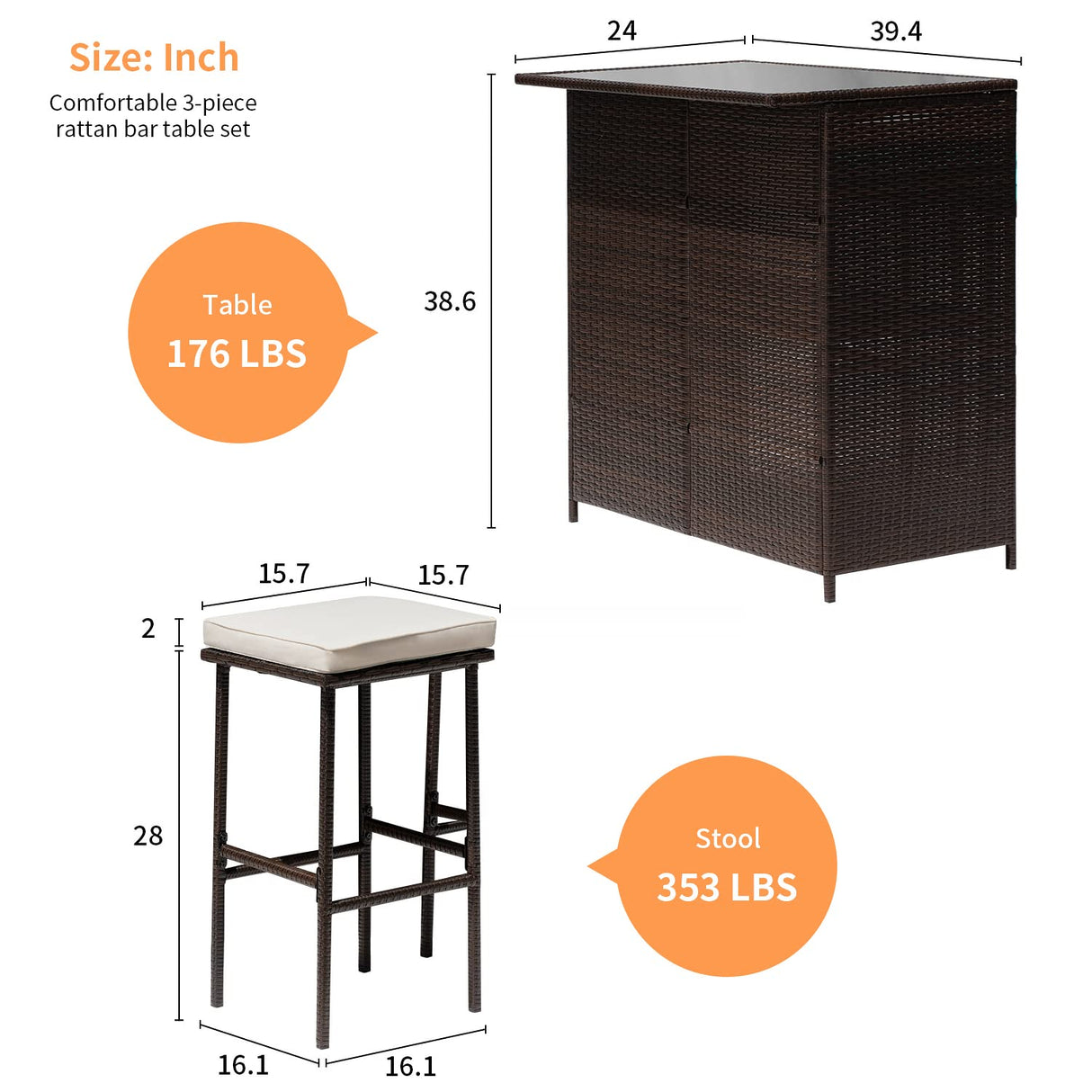 Wicker Patio Furniture 3 Piece Patio Set Chairs