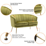 Contemporary Velvet Loveseat Chair with Gold-Finished Metal Legs, 2-Seat Sofa