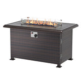 Outdoor Patio Furniture Set with Propane Fire Pit Table, 15 Pieces