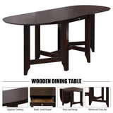 Drop Leaf Table Dining Table, Retro Rubber Wood Kitchen Table