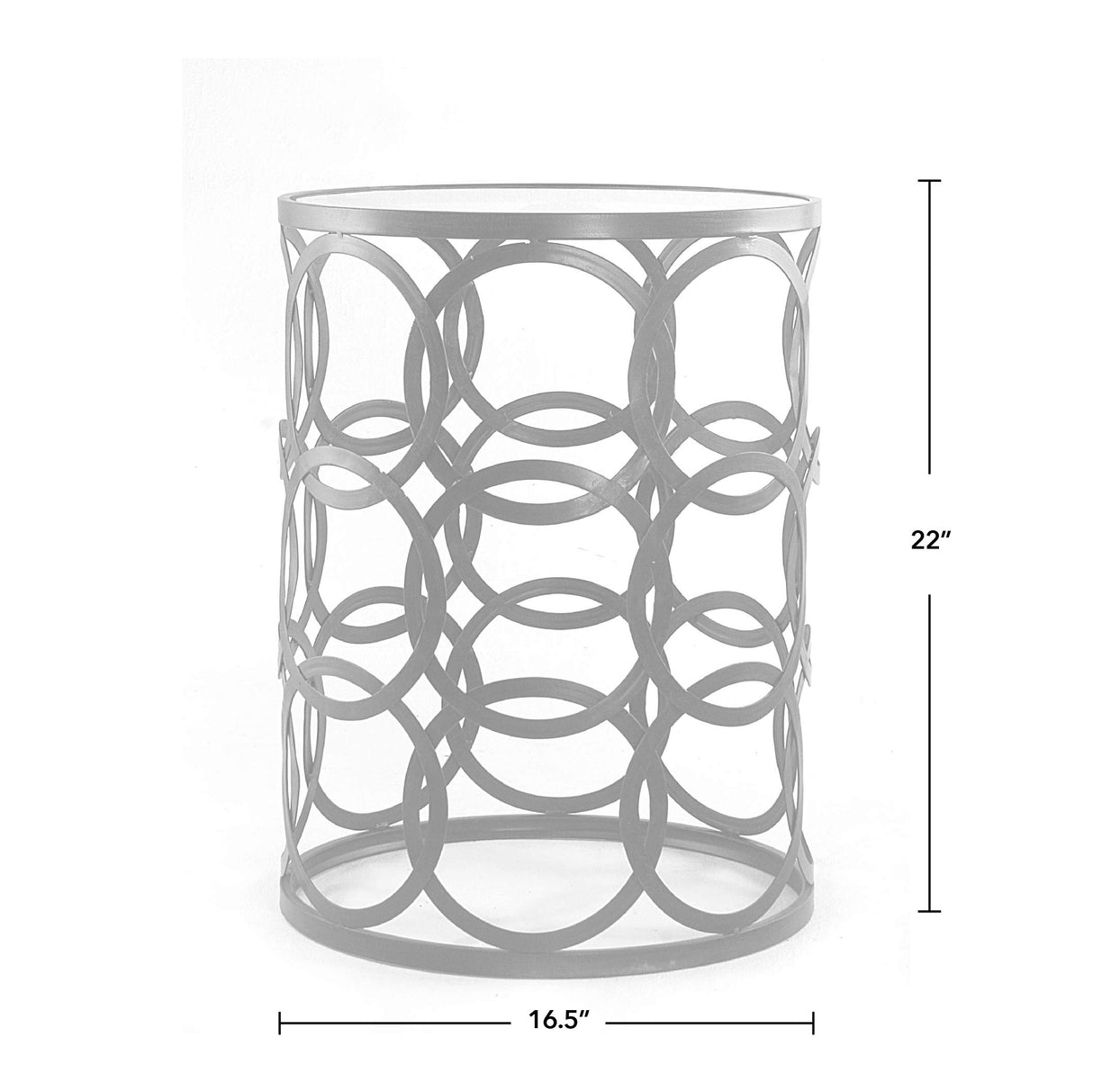 Interlocking Circles Side Accent Table, 22"H x 16.75"W x 16.75"D