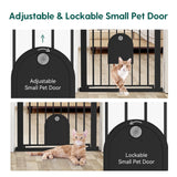 Auto Close Baby Gate with Small Cat Door, 29-43" Metal Cat Gate for Doorway, Stairs