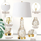 Gold Table Lamps for Living Room Set of 2