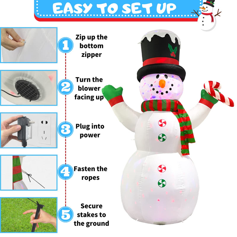 Snowman Inflatable Christmas Yard Decorations 8ft Giant Cute Blow Up Snowman