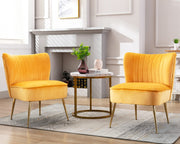 Velvet Accent Chair Set of 2 Comfy Living Room Chair Armless Slipper Chair