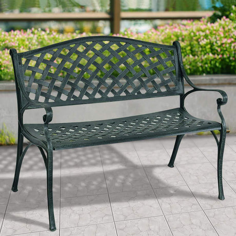 40" Outdoor Antique Garden Bench Aluminum Frame Seats Chair Patio Garden