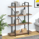 Industrial 4 Tier Bookshelf, Modern Metal and Wood