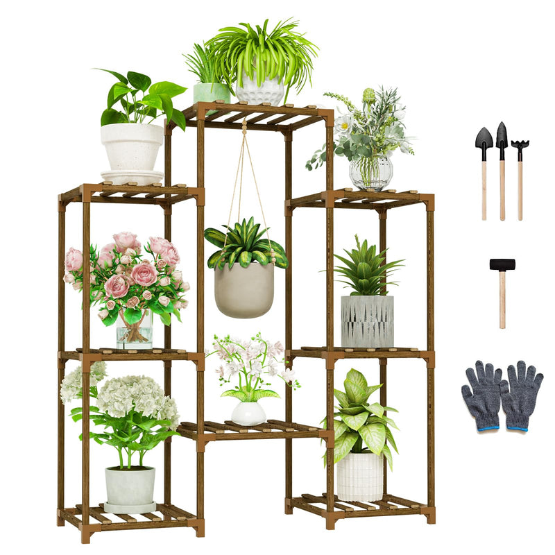 Hanging Plant Stand Indoor Large Plant Shelf Outdoor Plant Rack Wooden Tiered Plant Holder