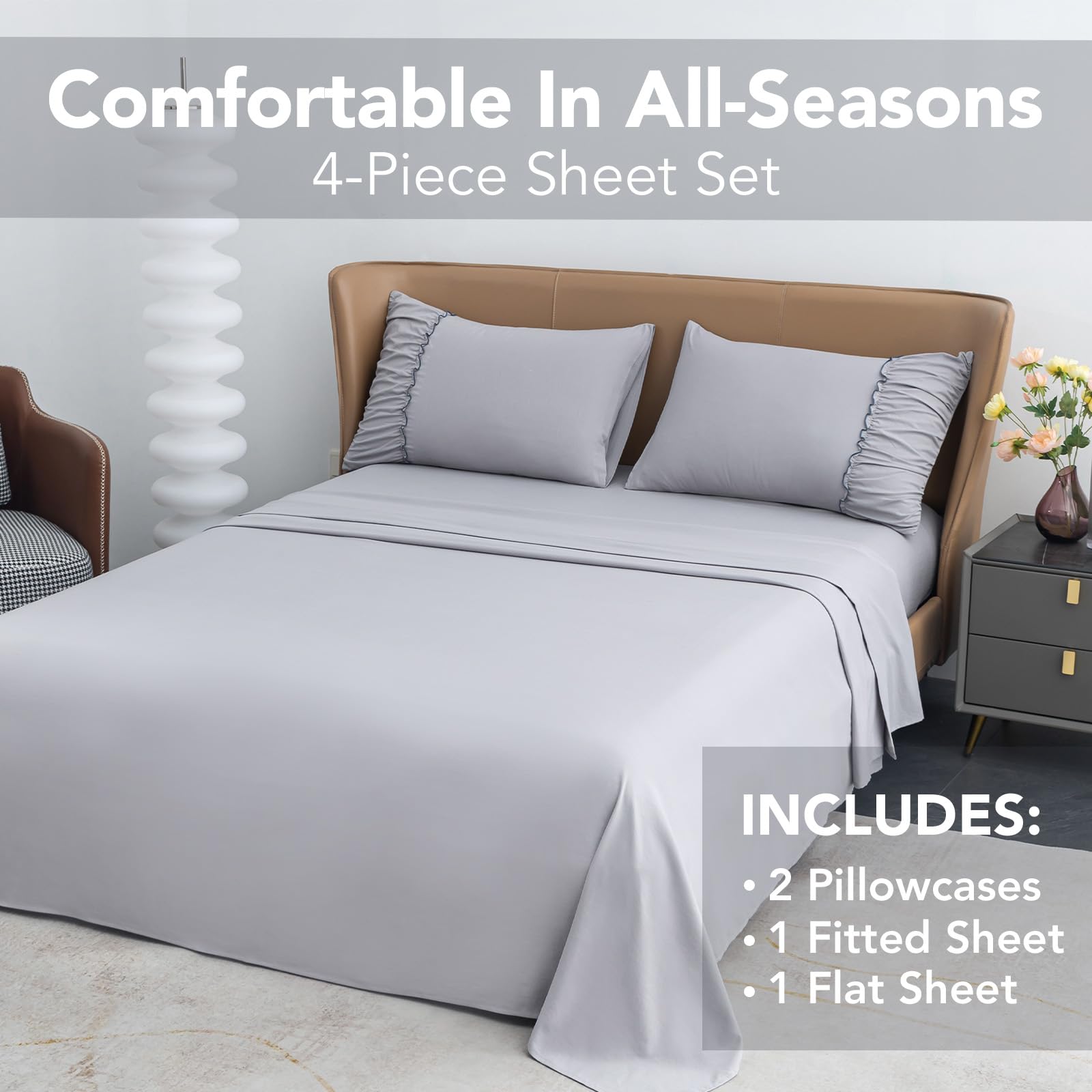 Queen Size Bed Sheets Set 4 Piece 1800 Thread Count Bed Sheets Set