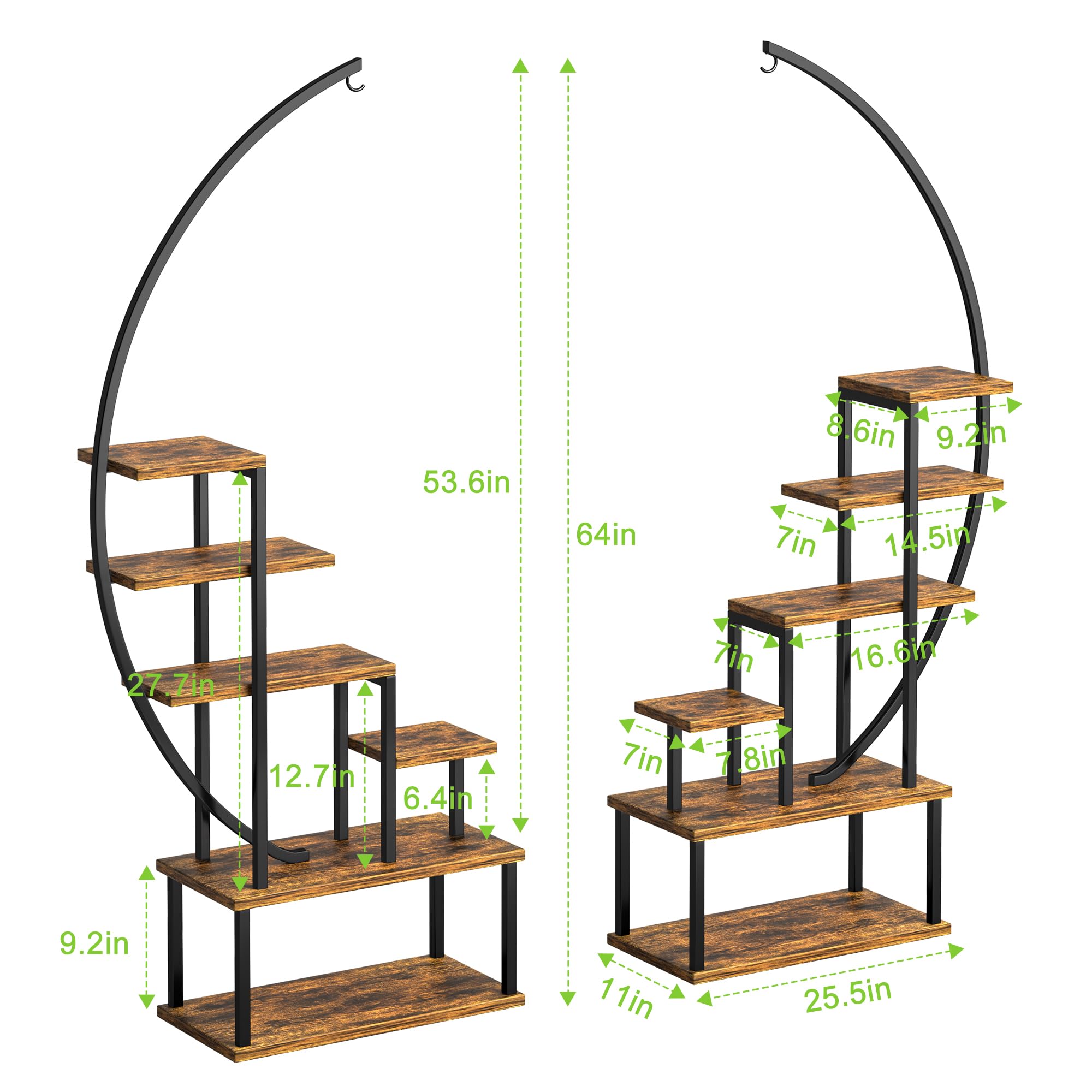 6-Tier Metal Plant Stand with Grow Lights – Indoor Decorative Shelf