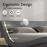 SleekWave Luxe – Modern Upholstered Bed Frame with Wave-Inspired Design