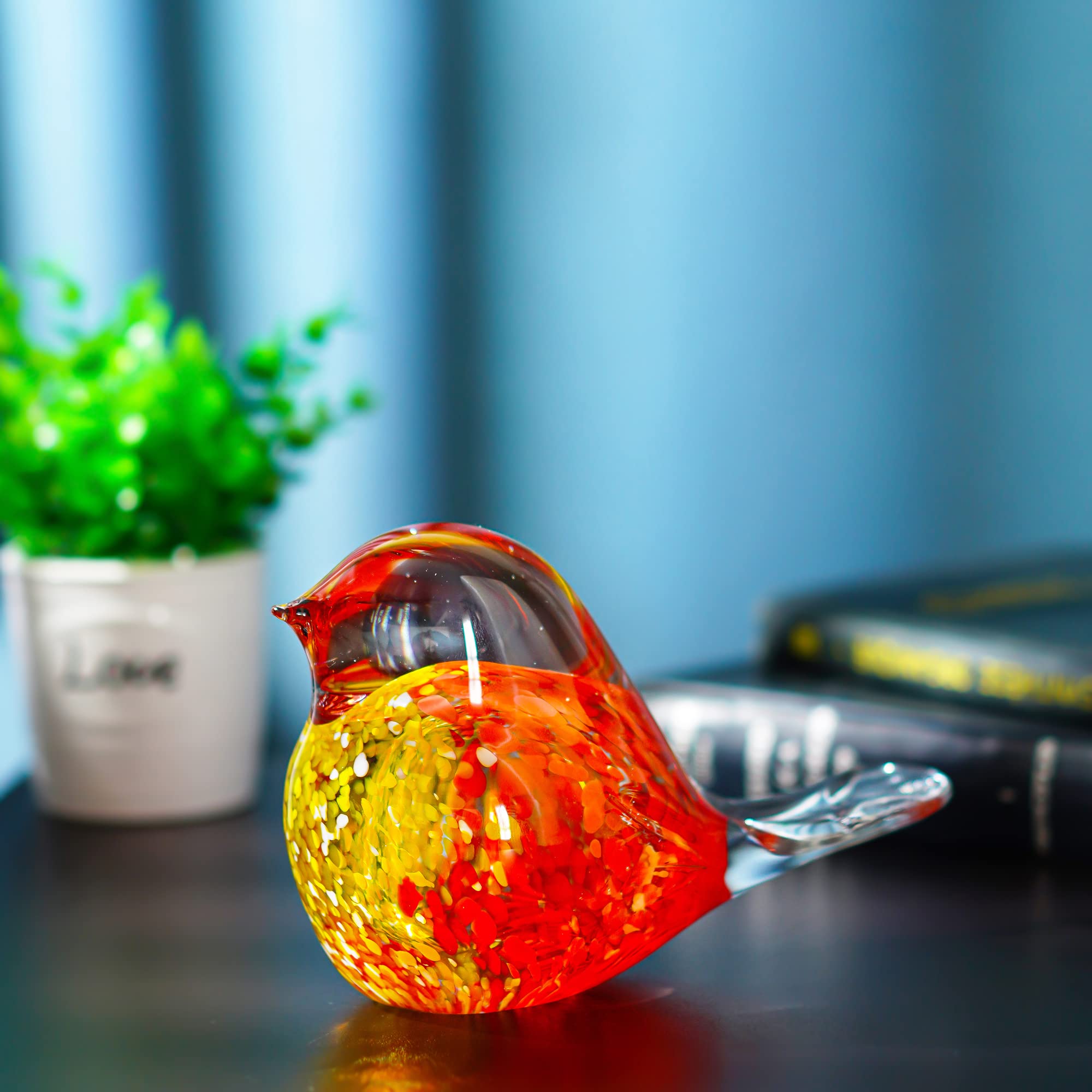 7inch Blown Glass Bird Figurine Collectibles Handcrafted Bird Paper