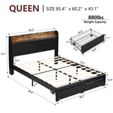 Upholstered Bed Frame Queen Size with Headboard, Platform Queen Bed Frame