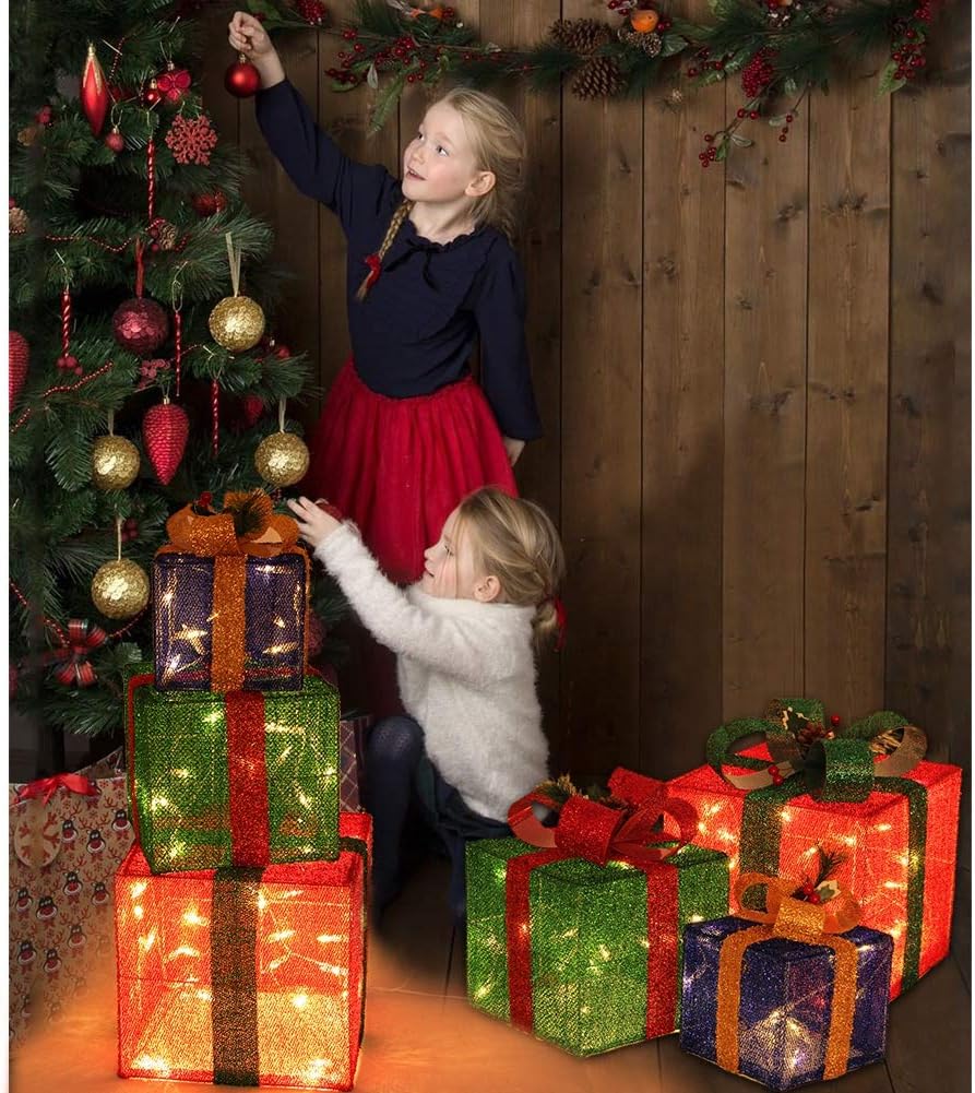 Christmas Lighted Gift Boxes Decorations Outdoor
