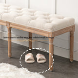 Tufted Extra-Long Entryway Bench, Vintage Bedroom Bench Upholstered