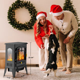 Freestanding Fireplace Heater with Realistic Flame