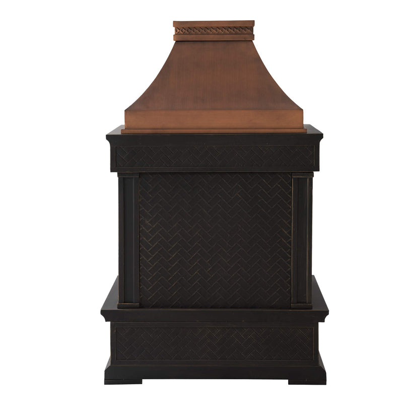 Outdoor Fireplace, Smith Collection Patio Wood Burning Steel Fireplace with Chimney